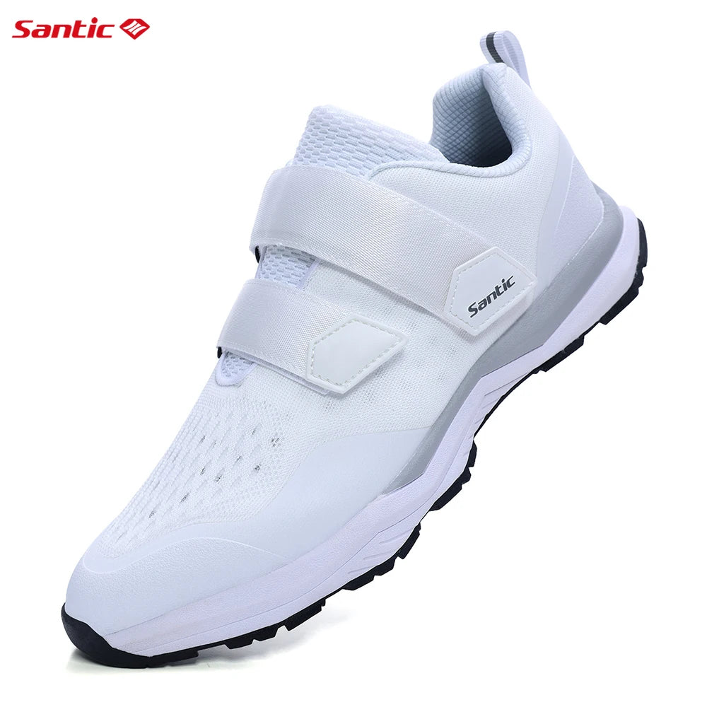 Buty rowerowe Santic – wielofunkcyjne buty do biegania, SPD, do użytku w pomieszczeniach i rekreacji, z gumową podeszwą, zapięciem na rzep, z siateczką 3D, unisex