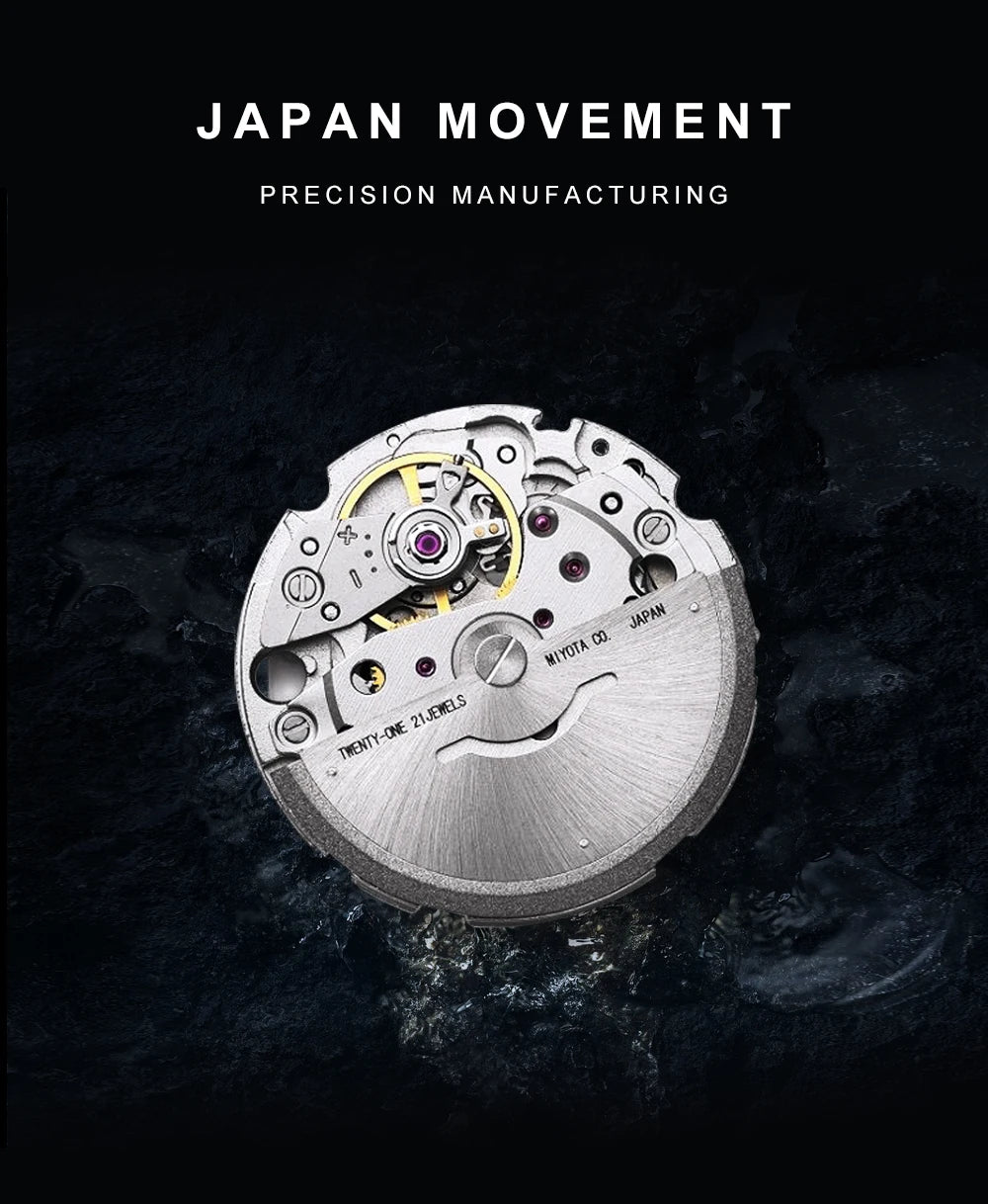CADISEN New 38mm Diver Mens Watch Japan 8215 Automatic Mechanical Sapphire Glass Date Luminous 100M Waterproof Wrist watch Men