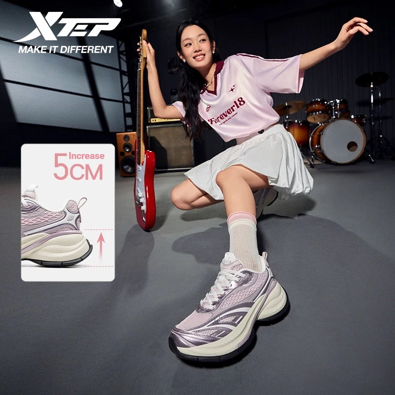 Sapatilhas Xtep Basque 3 para Mulher, Leves, Resistentes ao Desgaste, Modernas, Duráveis, com Sola Grossa, Casuais e Desportivas, 874218320006