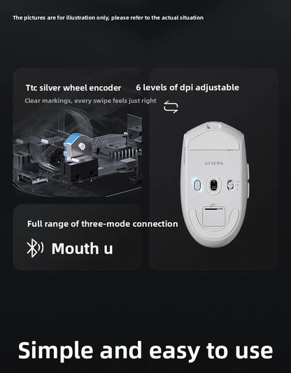 Rato Sem Fios MCHOSE G3 V2 PRO Bluetooth Tri-Mode Ergonómico e Leve para Portátil, Escritório, Gaming e Acessórios de Computador