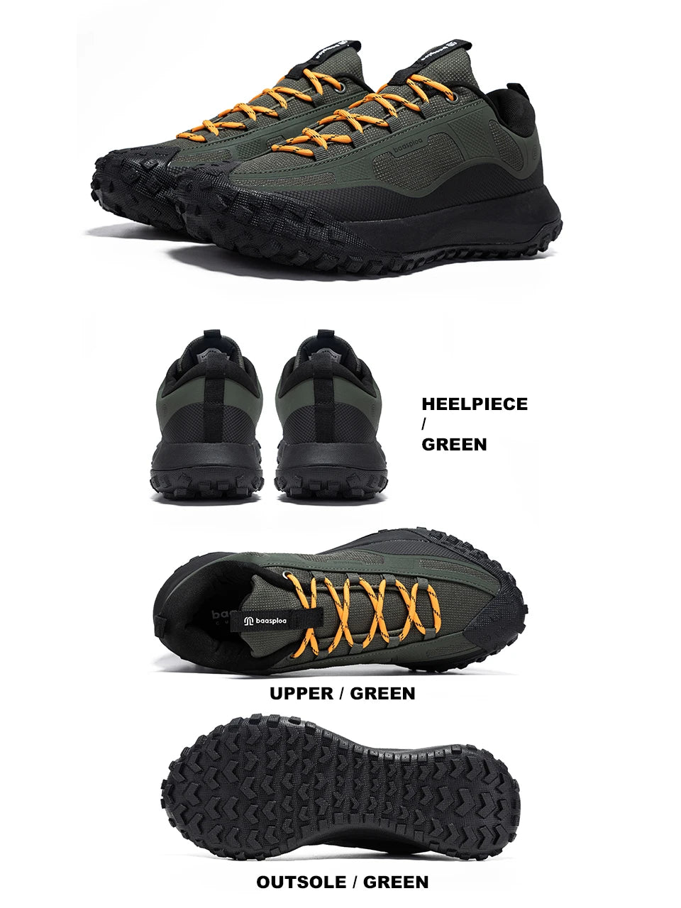 Baasploa Hiking Shoes Men Outdoor Waterproof Camping Resistant Non Slip Sneakers Male Casual Lightweight Lace-Up Walking Shoes