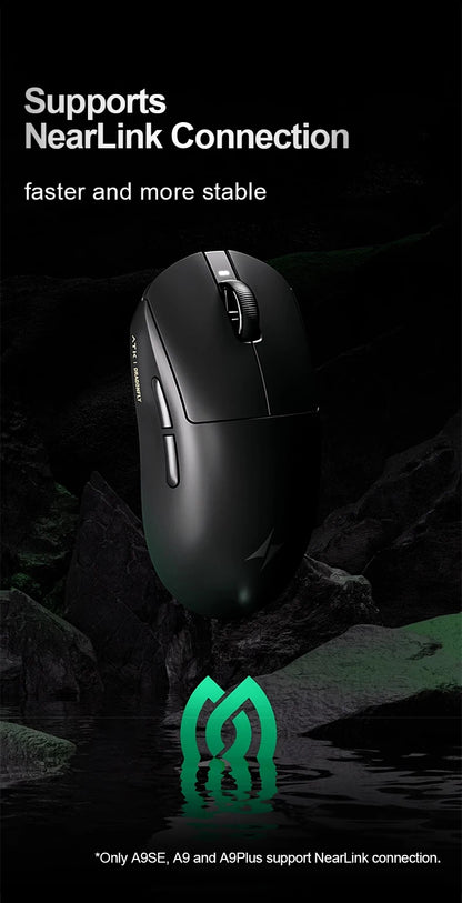 ATK Dragonfly A9 Ultra Wireless Gaming Mouse, Ultra-Lightweight Tri-Mode Ergonomic Gaming Mouse with Dual 8K Polling Rate, PAW3395/3950 Sensor