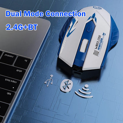 Dual-Mode Bluetooth 5.4 Wireless Mouse, Rechargeable 2.4G Wireless Mouse with 6 Buttons, Adjustable DPI Ergonomic Mouse for PC, Laptop & MacBook