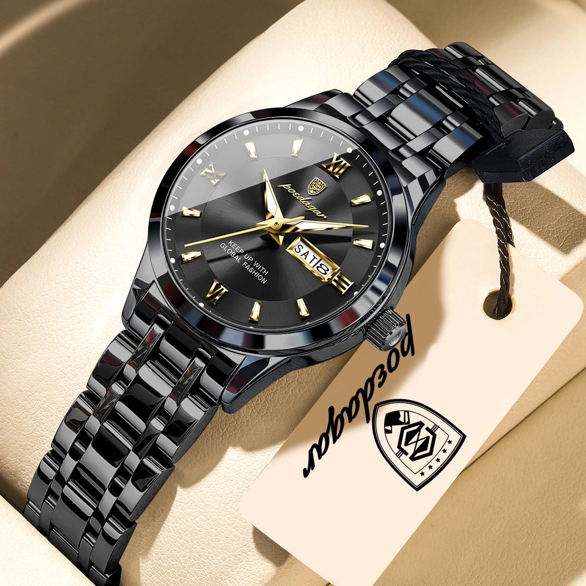 POEDAGAR Luxury Elegant Woman's Watches Luminous Waterproof Stainless Steel Ladies Wristwatch Quartz Week Date Women Watch Reloj