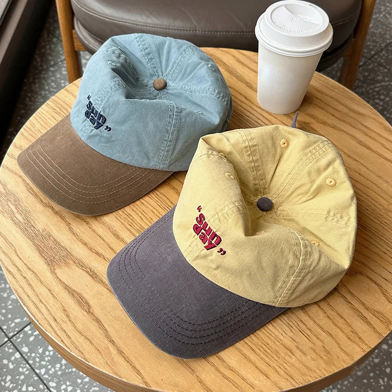 New Contrasting Color Baseball Cap For Men Women JK Letters Embroidery Sun Visors Hat Casual Soft Top Couple Peaked Caps