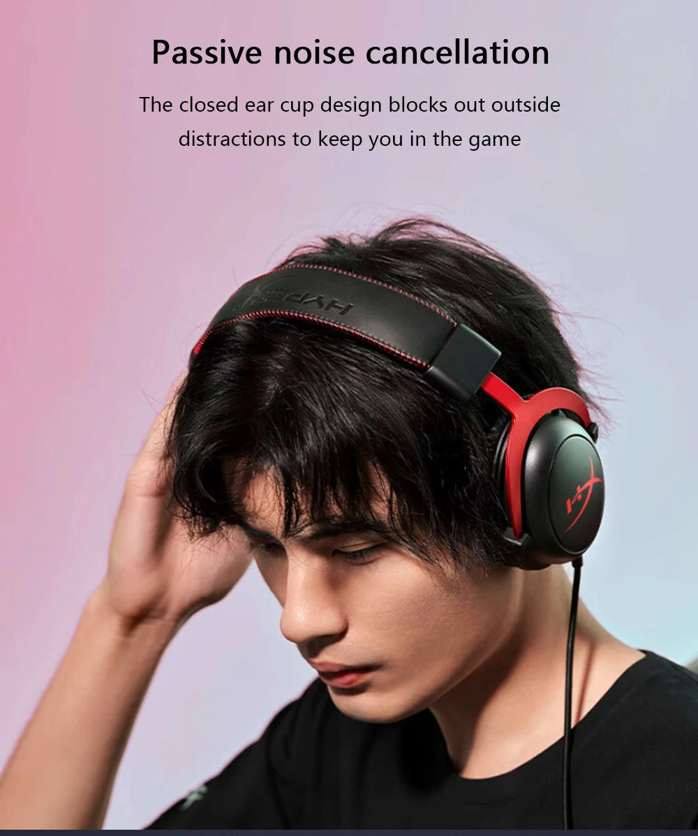 HyperX Cloud II Gaming Headset Hi-Fi 7.1 Surround Sound/Detachable Mic/USB Sound Card For PC PS Cloud 2 Wired Gaming Headphone
