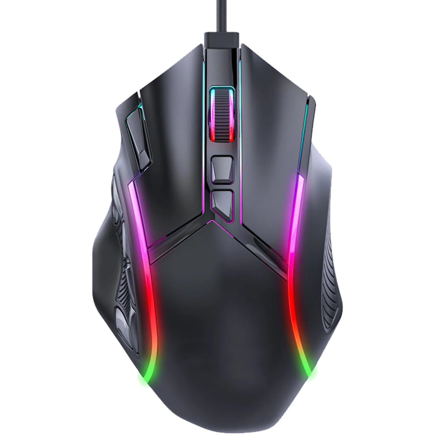 Rato Gaming RGB 12800DPI com Fio, 12 Teclas Macro, Acessórios de Substituição para Computador