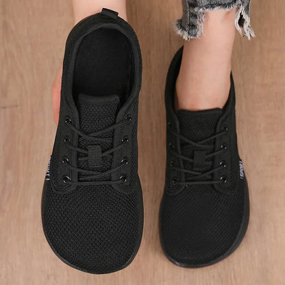 Summer Breathable Women's Flat Shoes Lightweight Mesh Comfortable Walking Shoes Men's Wide Foot Soft Sole Casual Wear Bare Foot