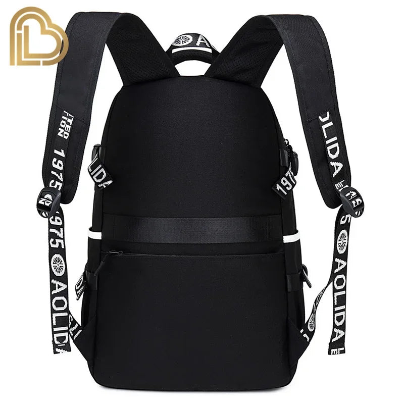 Mochila Red Jade F-Fortnited Battle Royale com carregamento USB, figuras anime e compartimento para material escolar para estudantes