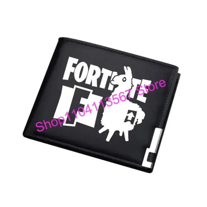 Carteira Fortnite com Figuras de Anime Victory Royale em Couro PU, Porta-Moedas, Clutch de Dinheiro com Alça de Pulso e Porta-Cartões