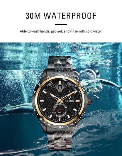 SKROX Luxury Sapphire Stainless Steel Automatic Movement Mechanical Clockwork Man Watch Military Waterproof Men's Wrist Watches