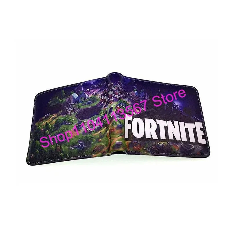 Carteira Fortnite com Figuras de Anime Victory Royale em Couro PU, Porta-Moedas, Clutch de Dinheiro com Alça de Pulso e Porta-Cartões