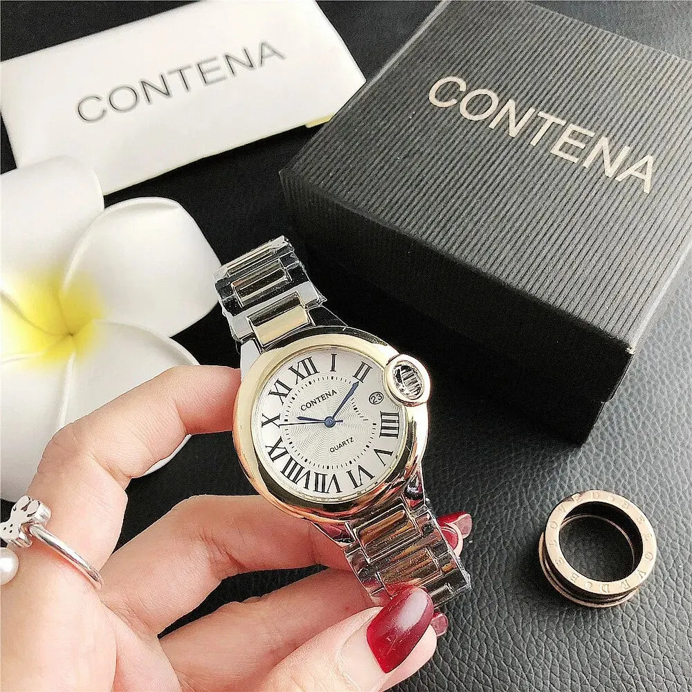 New Brand Luxury Stainless Steel Men and Women Luxury Atmosphere Quartz Watches Fashion Blue Balloon Women Date Watch Suit