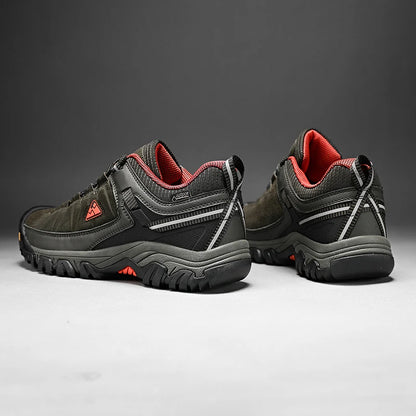 HIKEUP New High Quality Men Hiking Shoes Durable Leather Climbing Shoes Outdoor Walking Sneakers Rubber Sole Factory Outlet