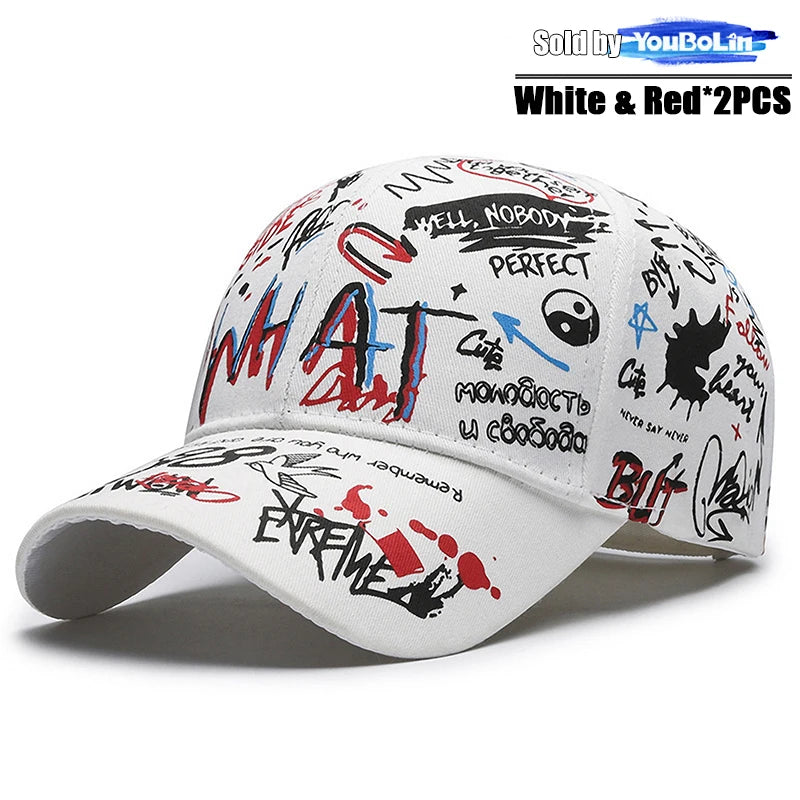 Cappellino da baseball graffiti per uomo e donna – Cappello regolabile in cotone stile street snapback