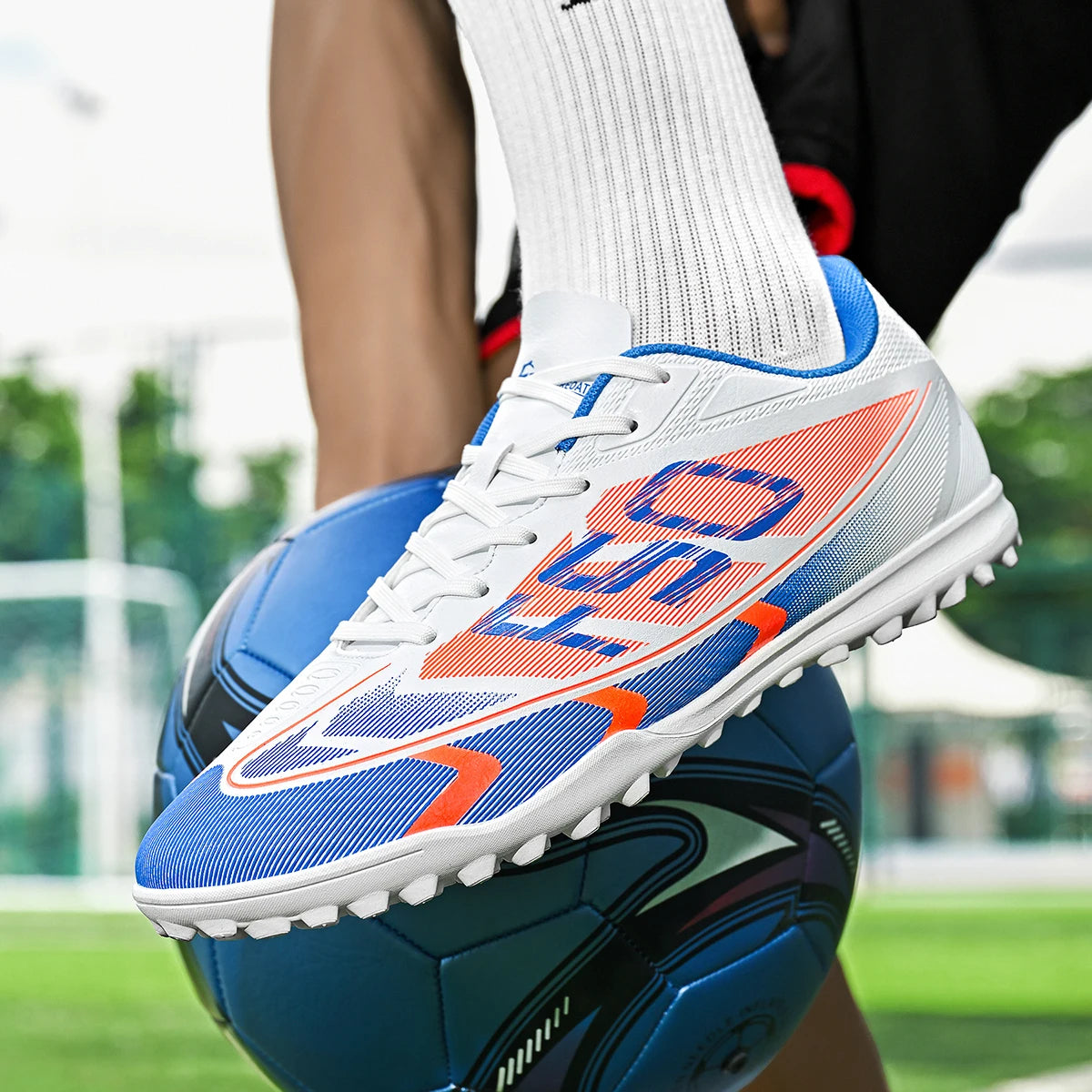 All Season TF Turf Football Boots PU Breathable Fabric Upper Rubber Non-slip Sole Durable Men Women Teenager Shoes