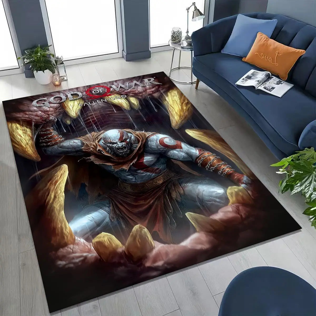Classics God of War Kratos 3A Game Gamer Rug for Bedroom Living Room Sofa Home Doormat Decor, Large Kids Play Non-slip Floor Mat