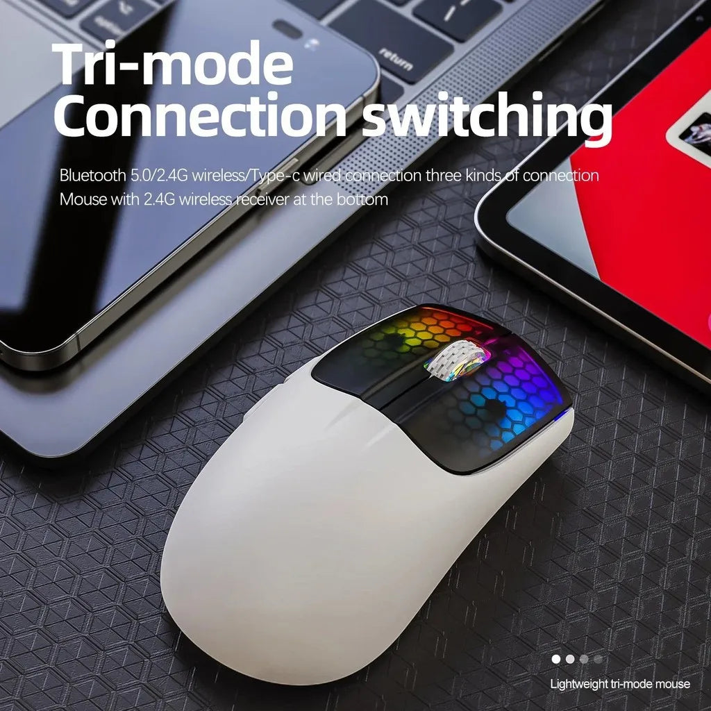 ATTACK SHARK X5 Wireless Mouse Lightweight Tri-Mode Connection 2.4GHz/Wired/Bluetooth RGB Macro Gaming Mouse
