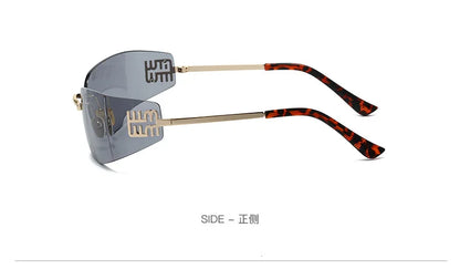 New Frameless Curved Metal Square Sunglasses Women Rimless Cutting Personality Glasses Fashion Brand Design Y2K Punk Sun Glasses