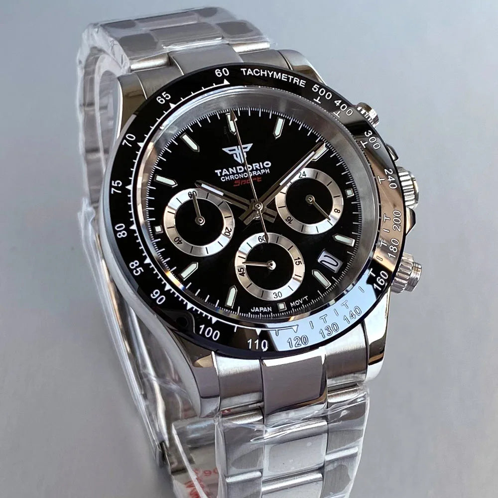 Relógio de Luxo para Homem VK63 com Movimento de Quartzo, Cronógrafo Business, 39mm, Aço/Ouro Rosa, Data, Mostrador Luminescente, Cronógrafo Completo