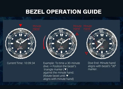 Stainless Steel Diving Watch Solar Energy Driven Quartz Watch Outdoor Waterproof Long Battery Life Rotatable Chronograph Ring