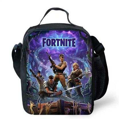 Children's Cartoon Fortnite Picnic Bag For Boys and Girls Age 5-10，Kids Insulated Cooler Lunch Bags Cute Portable Lightweight