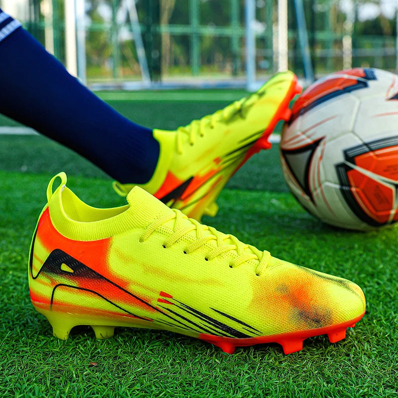 New Men Football Boots FG Non-Slip Training Shoes Soccer Cleats Long Spikes Soccer Shoes Ultralight Outdoor Drop Shipping