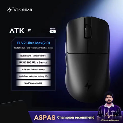 ATK Blazing Sky F1 V2 Ultra Max Wireless Gaming Mouse, Dual-Mode 8K PAW3950 Ultra Lightweight Ergonomic Gaming Mouse