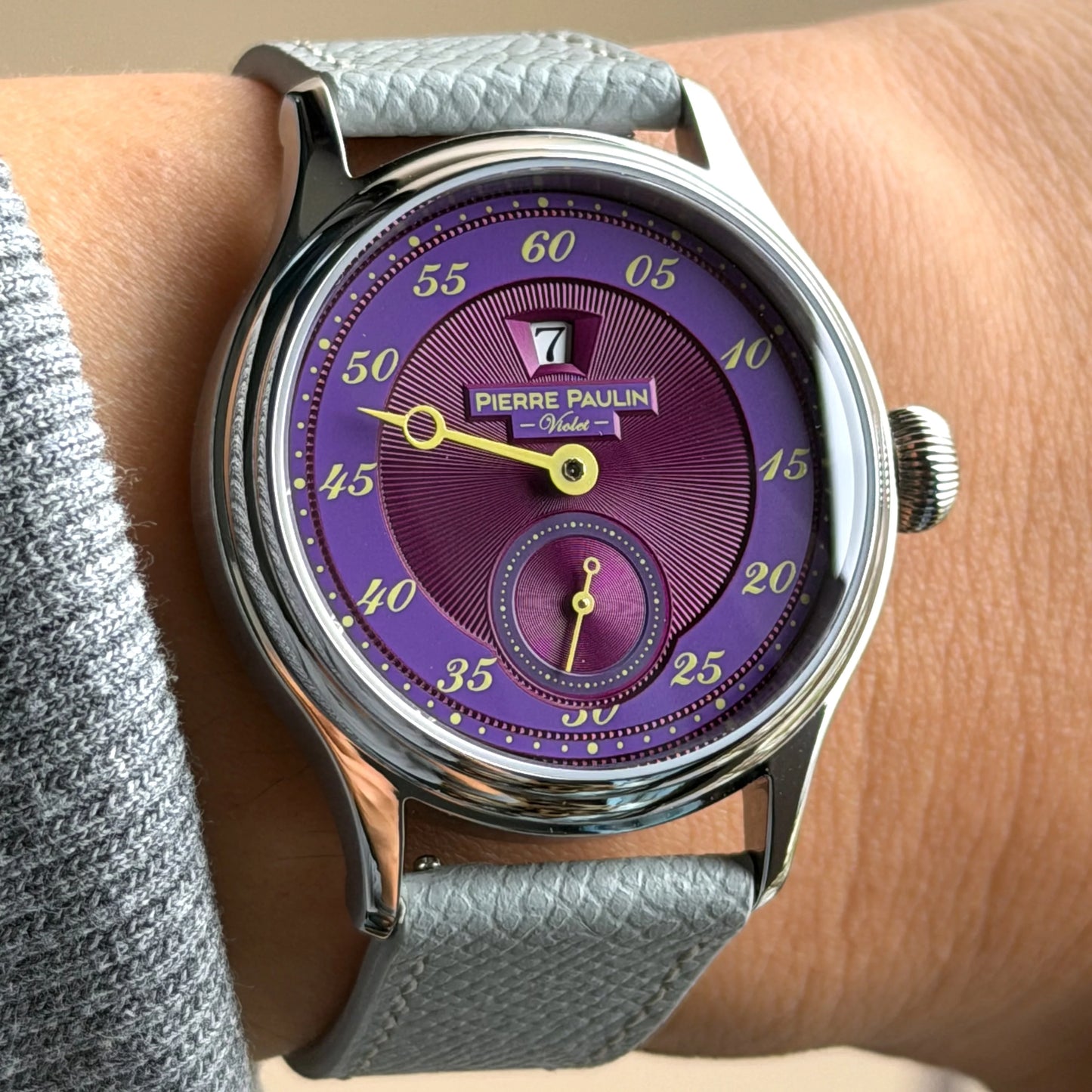 Sapphire Crystal NEW Pierre Paulin Jumping Hour Men Watch Salmon Dial Automatic St17 Mechanical Watch Vintage Date Window