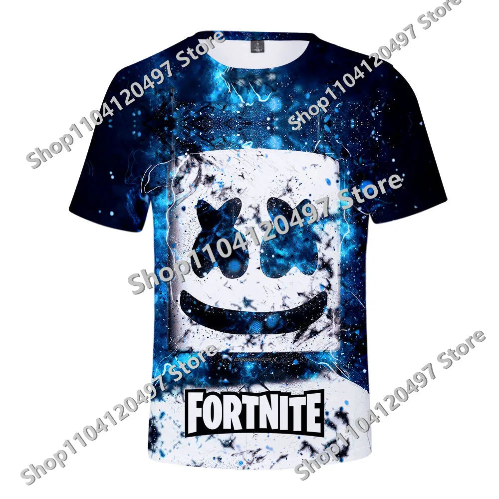Fortnites Theme Birthday Number T-Shirt Summer Child White Clothes Cartoon Hot Game Short Sleeve Tees Casual Tops Funny Gifts
