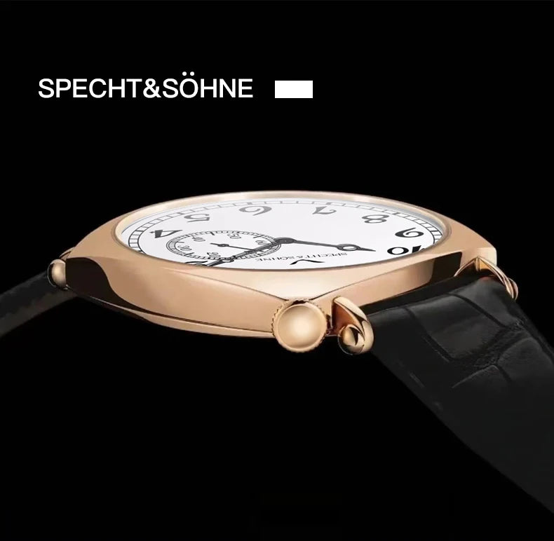 New 2026 Specht & Söhne 1921 Men's Automatic Mechanical Wristwatch Rose Gold Sapphire Crystal Genuine Leather Relogio Masculino