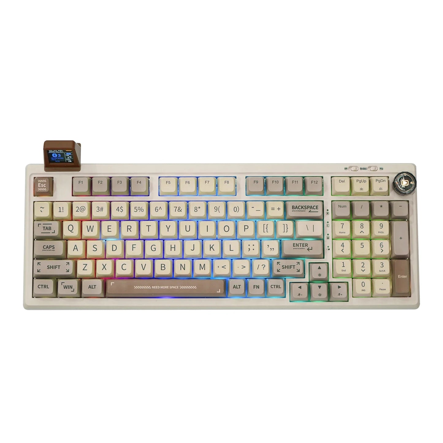 EPOMAKER RT100 95% Gasket-Mounted Wired/Bluetooth/2.4G Wireless Mechanical Keyboard with Multi-media Knob & Mini Display