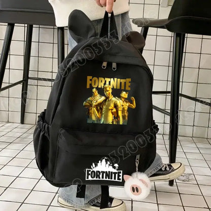 New Fortnite Cartoon Backpack Boy Girl Casual Schoolbag Large Capacity Student Bag Rabbit Ears Travel Backpack Stationery Gift