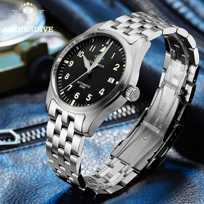 ADDIESDIVE Classic Men's Automatic Mechanical Watch 200m Water Resistant C3 Luminous 316L Stainless Steel Vintage Watch AD2519