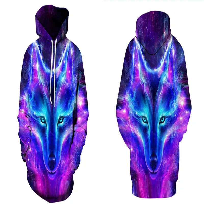 New Fashion Animal 3D Printed Hoodie Men and Women Personalized Design Sweatshirt Snow Double Wolf Harajuku Oversized Hoodie