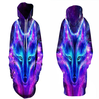 New Fashion Animal 3D Printed Hoodie Men and Women Personalized Design Sweatshirt Snow Double Wolf Harajuku Oversized Hoodie