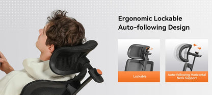 NEWTRAL MagicH-BPro Ergonomic Chair with Footrest Auto Following Backrest Headrest Adaptive Lower Back Support Adjustable Armrest
