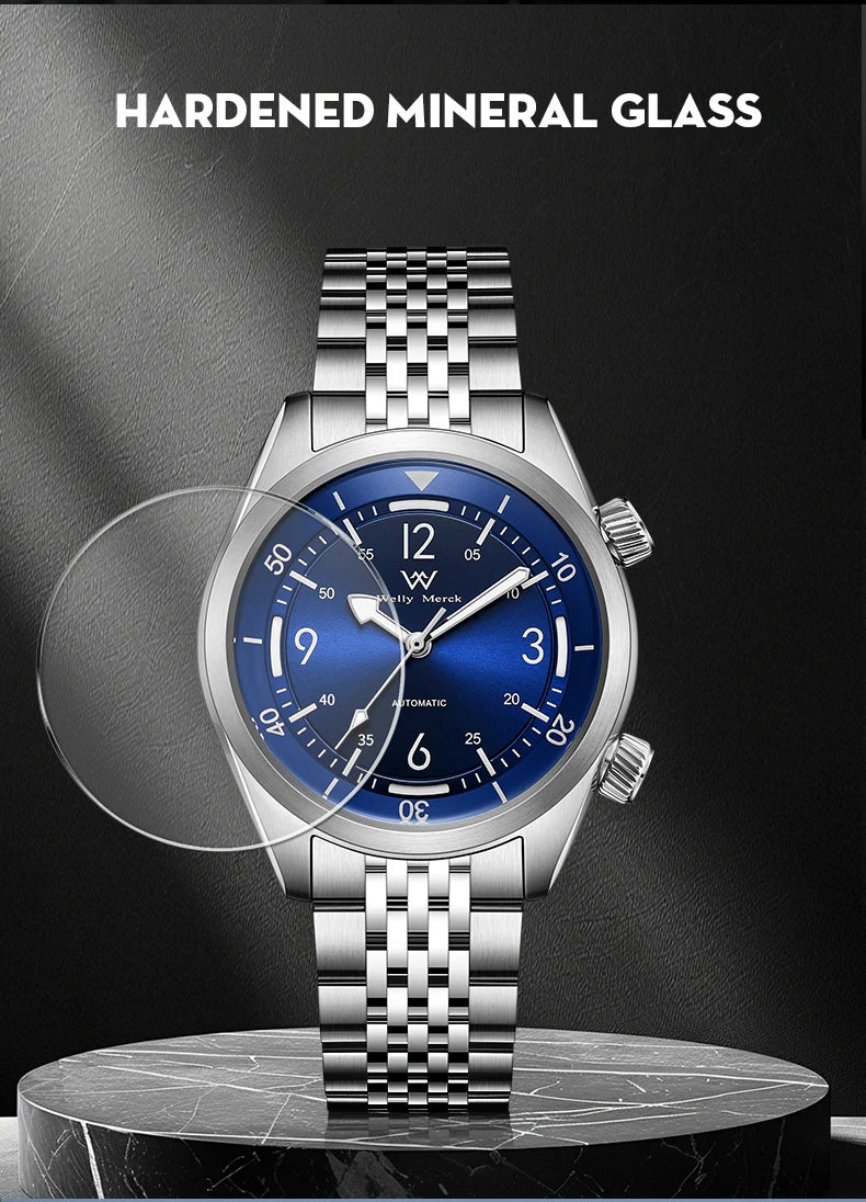 WM Watch Automatic Mechanical Watches Water Resistant Classic Casual Business Man Watch Welly Merck WM089M