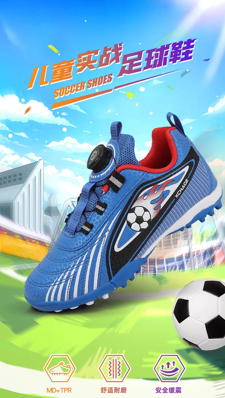 Children's Rotating Buckle Sneaker Students Competition Training Football Shoes Fashionable Lightweight Anti slip Footwear
