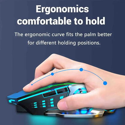 Bluetooth Mouse Gaming Computer Rechargeable Wireless Mouse USB Mechanical E-Sports Backlight PC Gamer Mouse for Computer