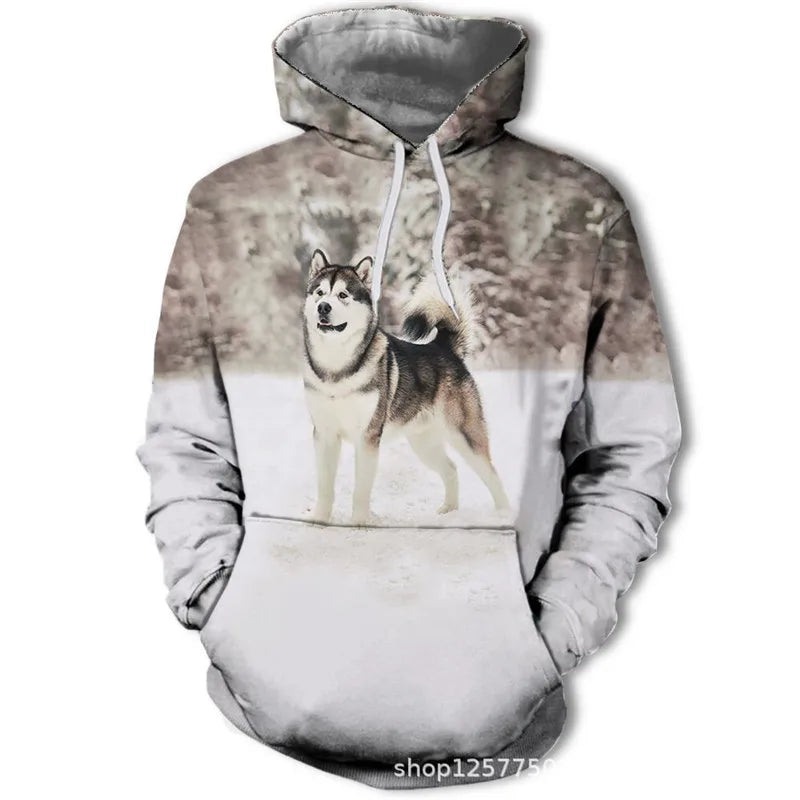New Fashion Animal 3D Printed Hoodie Men and Women Personalized Design Sweatshirt Snow Double Wolf Harajuku Oversized Hoodie