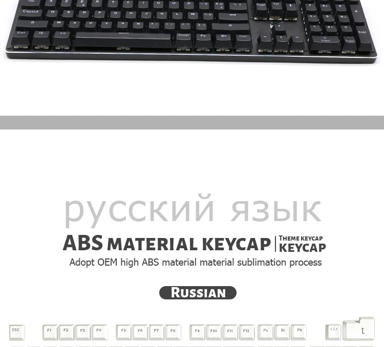 104 Teclas Keycaps Retroiluminadas Coreano Francês Russo Espanhol Alemão para Teclado Mecânico com Switch MX, Perfil OEM, Teclas ABS DIY
