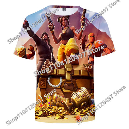 Fortnites Theme Birthday Number T-Shirt Summer Child White Clothes Cartoon Hot Game Short Sleeve Tees Casual Tops Funny Gifts