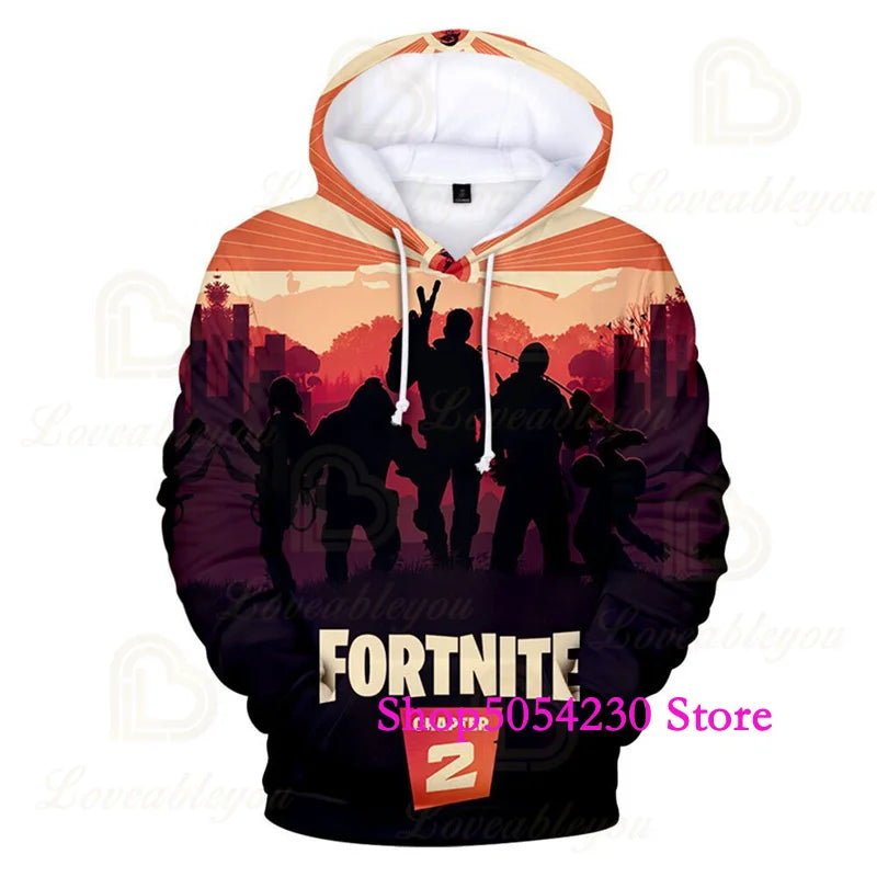 Fortnite Season 2 Boys and Kids Hoodies Cartoon Casual Sweatshirts Battle Game Heroes Print Polyester Autumn Girls Pullovers