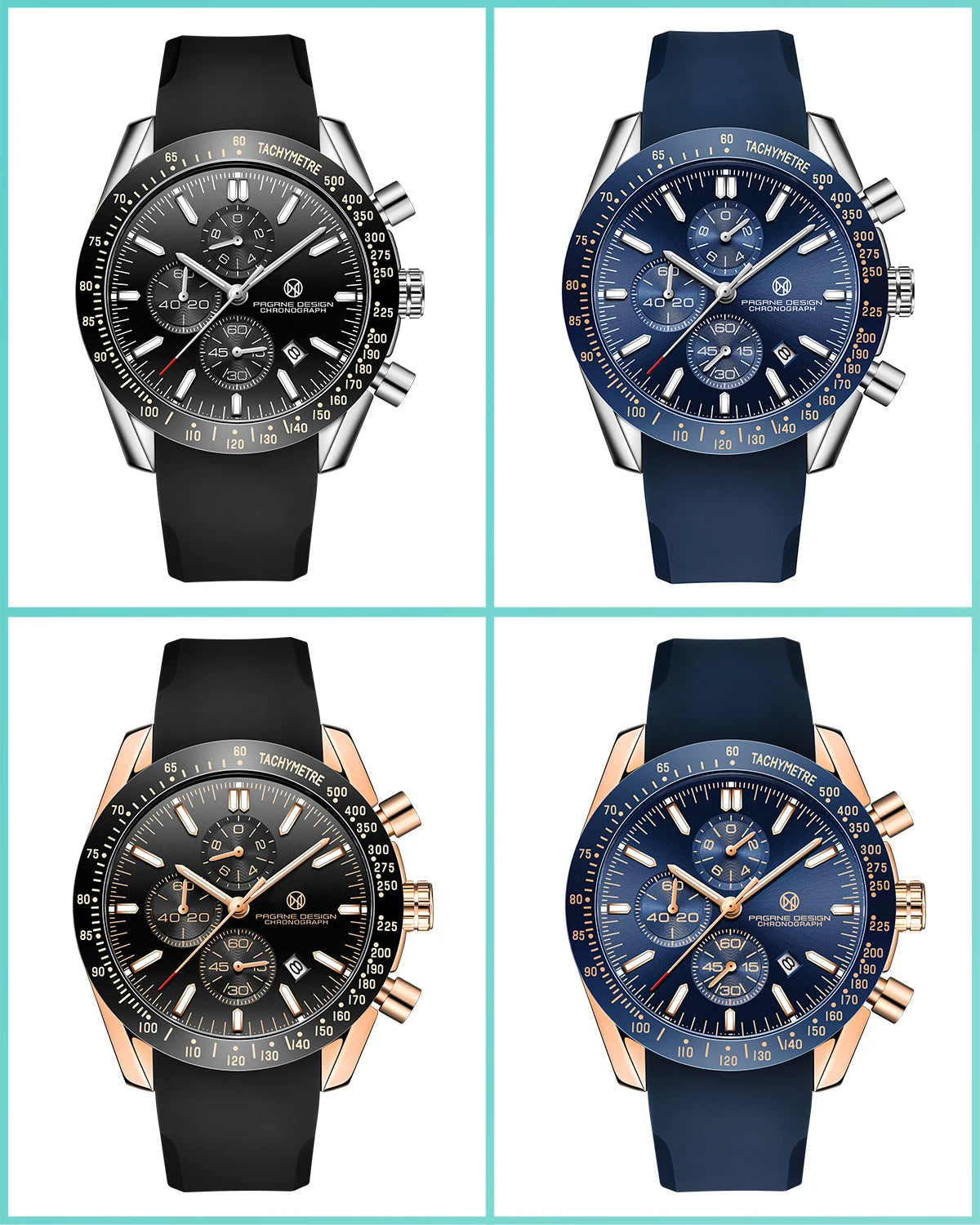 PAGANI DESIGN New 45mm Men Quartz Watch Rubber Belt Men's Luxury Watch Fashion Casual Sports Male Clock Relogio Maasculino