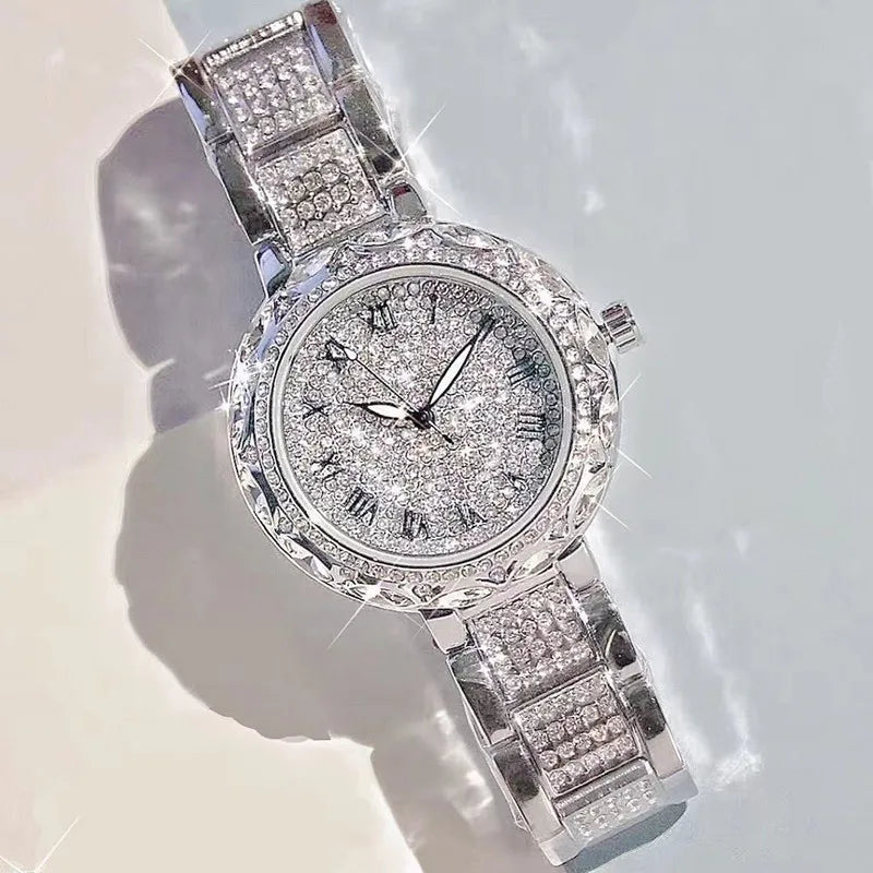 Luxury Shiny Fine Zircon Quartz Watch Elegant All-Star Jewels Women Mechanical Wristwatches Fashion Folding Wrist Watches Buckle