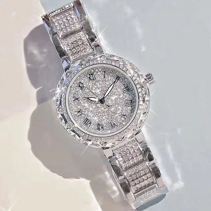 Luxury Shiny Fine Zircon Quartz Watch Elegant All-Star Jewels Women Mechanical Wristwatches Fashion Folding Wrist Watches Buckle
