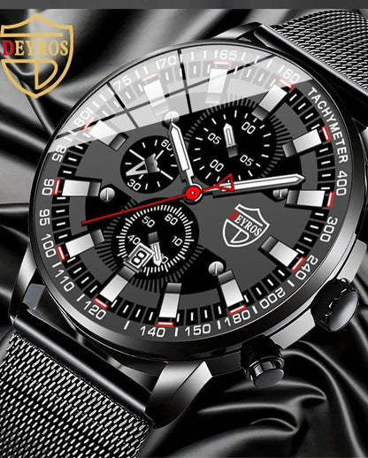 DEYROS Luxury Mens Business Quartz Wristwatch Calendar Fashion Men Casual Sports Watch for Men Gift