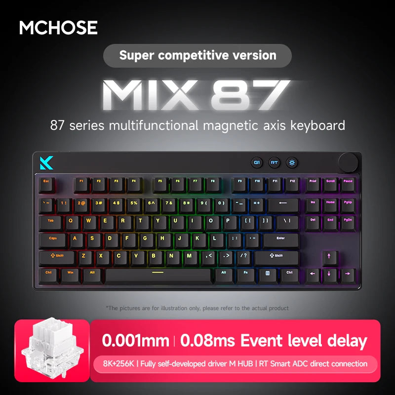 MCHOSE MIX87 Wired Gaming Keyboard Magnetic Switch Keyboard 8K+256K Esport 0.08ms Low Latency E-Sports Custom Gamer Accessories