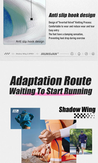 2025 IRUNSVAN SHADOW WING 2.0 PRO Sapatilhas de Corrida Desportivas de Maratona com Amortecimento Air Cushion, Placa de Carbono, Trail Running, Leves